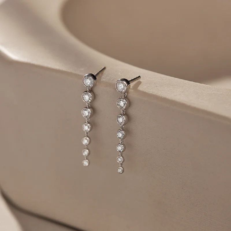 Drop earrings with floral designs featuring enamel detailing for a charming look -Journey Diamond Drop Earrings