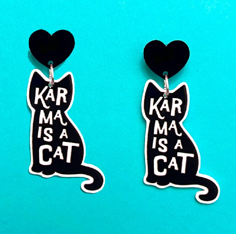 Long drop earrings with tassels for a trendy and fashion-forward accessory -Karma Is A Cat Acrylic Drop Earrings