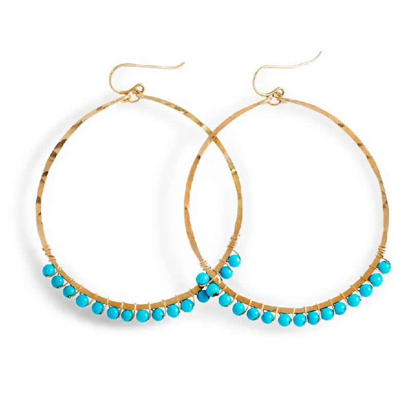 XL Gemstone Arc Hoops - Turquoise