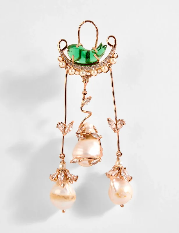 Drop earrings with a floral theme for a feminine, delicate, and nature-inspired design -Le Cleo Dewdrop Earrings in Jade Green