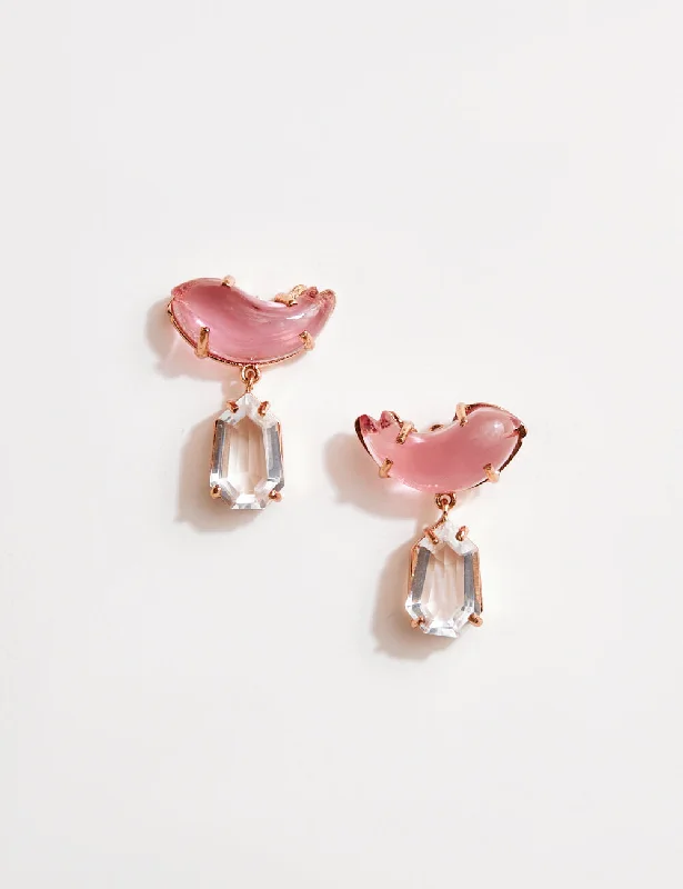 Drop earrings with colored glass beads for a playful and artistic design -Le Cleo Drop Earrings in Vintage Rose