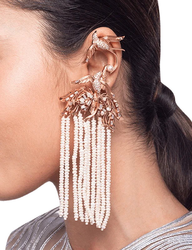 Elegant drop earrings with diamond-inspired stones for a luxurious and radiant finish -Lophorina Chandelier Ear Cuff Earrings