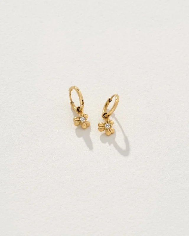 Drop earrings featuring gold or silver hoops for a minimalist, timeless design -Margie Earrings in Gold/Crystal Pre-Order