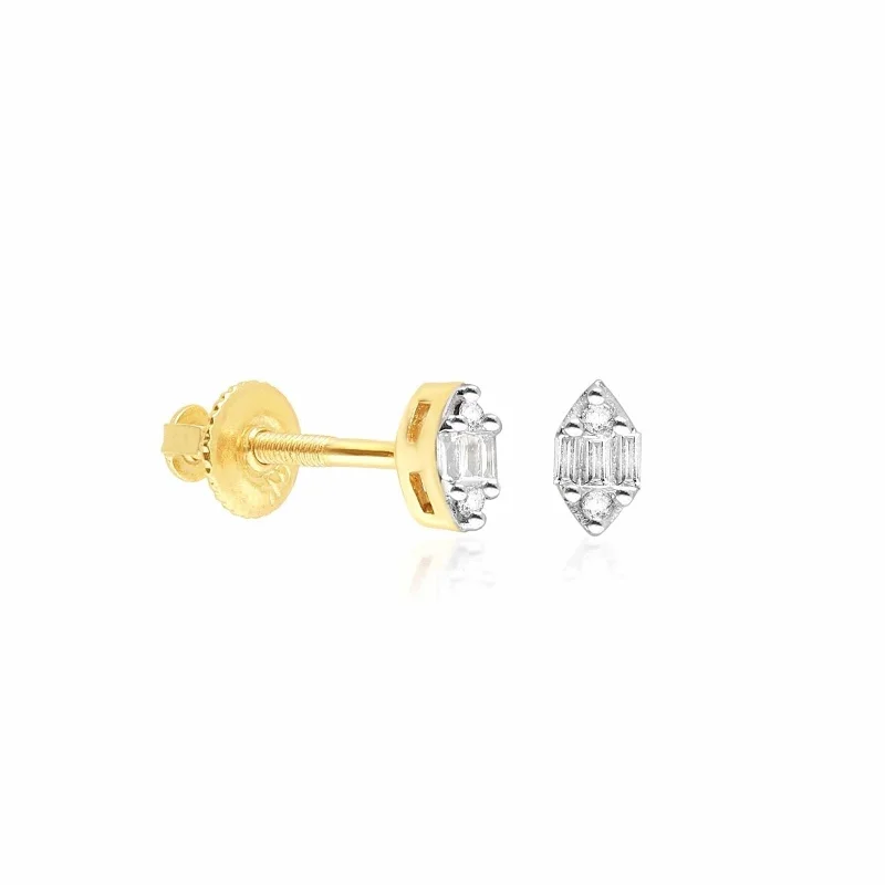 Marquise Mixed Diamond Screw Back Earrings