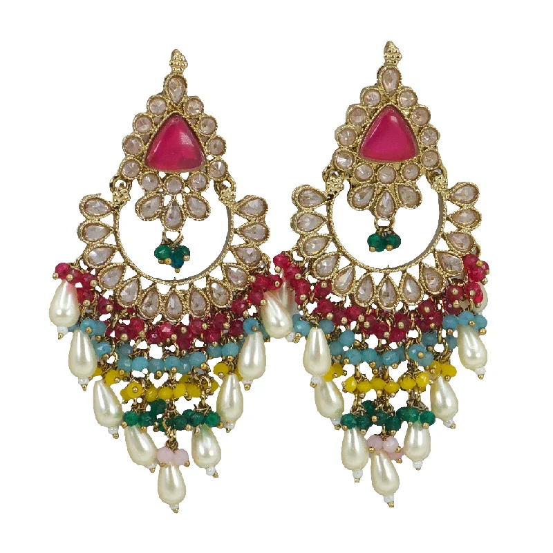 Handcrafted drop earrings with intricate beading and detailed craftsmanship for uniqueness -Mehrunnissa Women's Large Statement Earrings Set