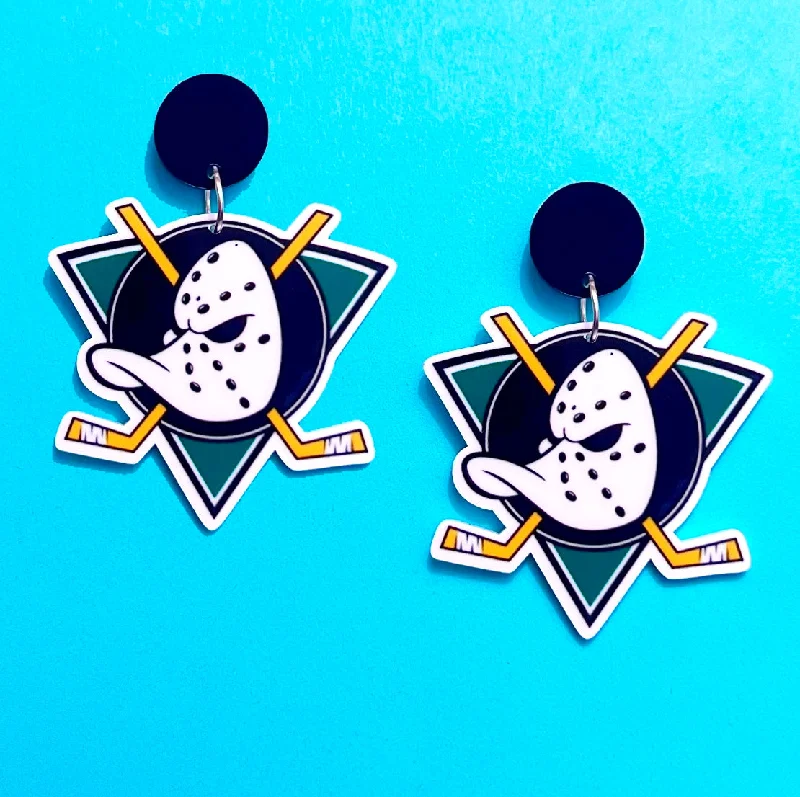 Drop earrings with diamond accents for an elegant and luxurious appearance -Mighty Ducks Acrylic Drop Earrings