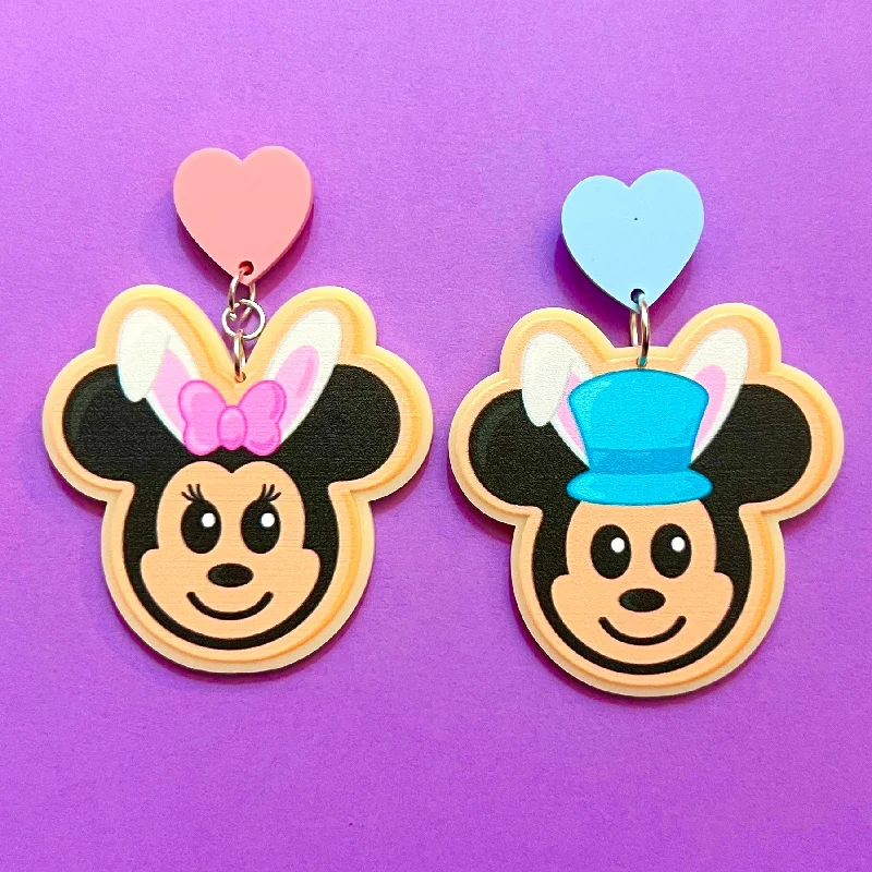 Handmade drop earrings with artisan touches for an exclusive and one-of-a-kind look -Mouse Easter Cookies Acrylic Drop Earrings