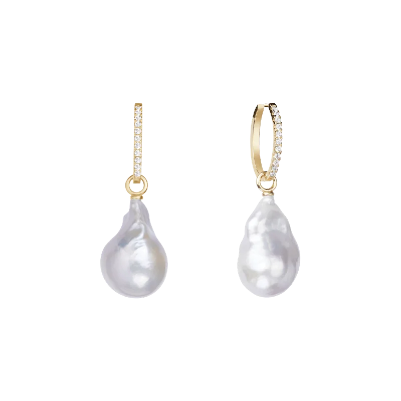 Drop earrings with textured metal for an artisan-inspired and hand-crafted look -Embrasé pearl hoop earrings