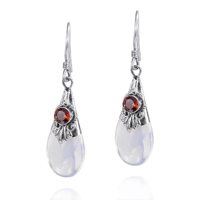 Drop earrings with sapphire gemstones for a bold and elegant pop of color -Moon Stone Earrings