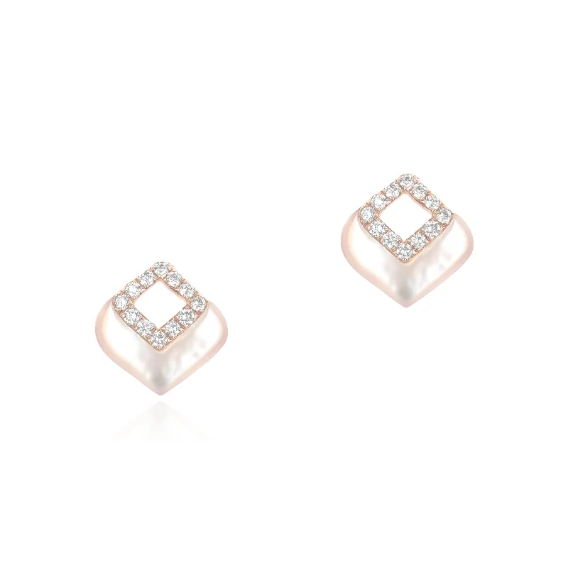 Mother of Pearl and Diamond Cutout Earrings