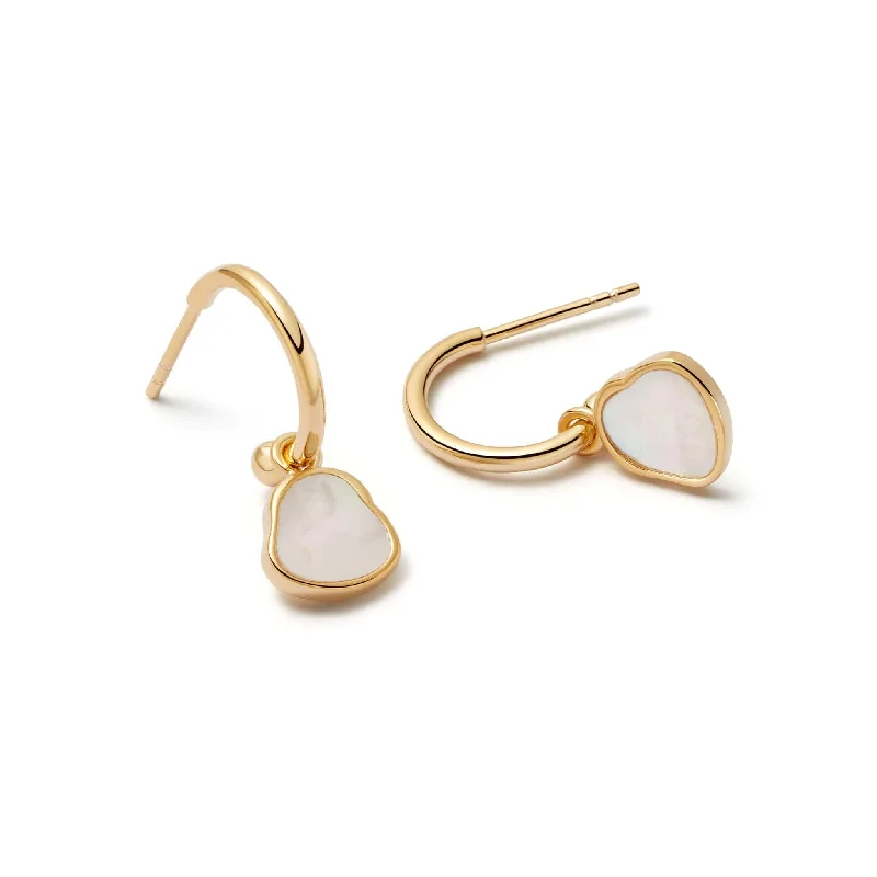 Silver drop earrings with elegant designs for brides looking for timeless jewelry -Mother Of Pearl Drop Earrings 18ct Gold Plate