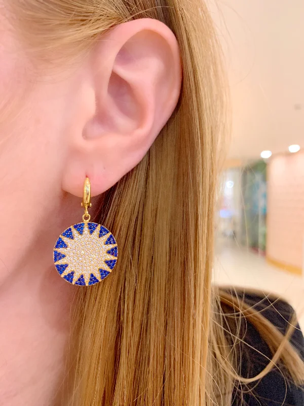 Minimalist drop earrings with simple designs for a clean and modern aesthetic -Navy Big Sun Earrings