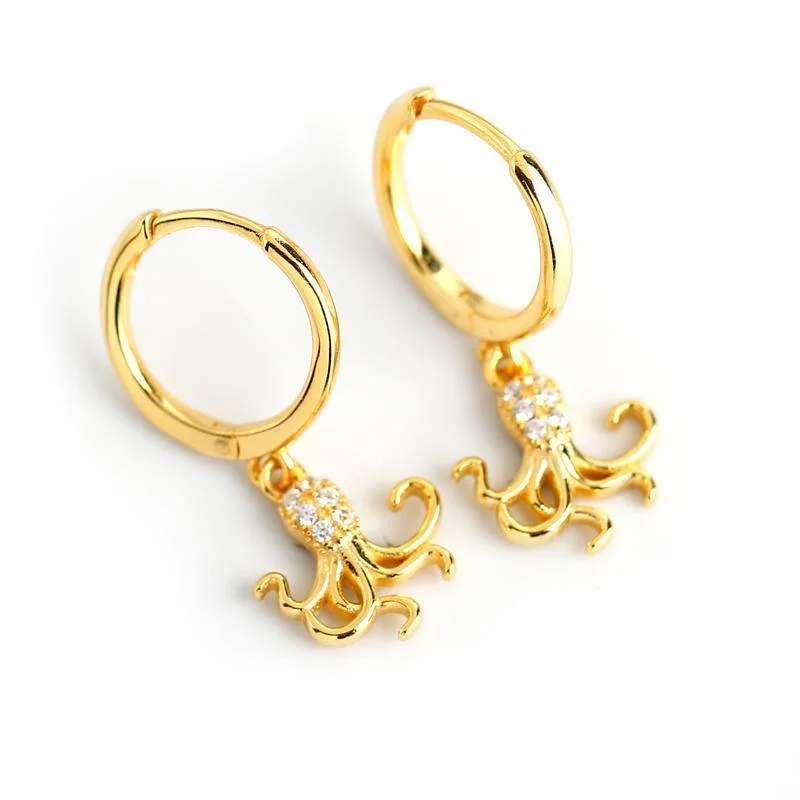 Stylish drop earrings with cubic zirconia for sparkle and brilliance without the cost -Octopus Drop Earrings