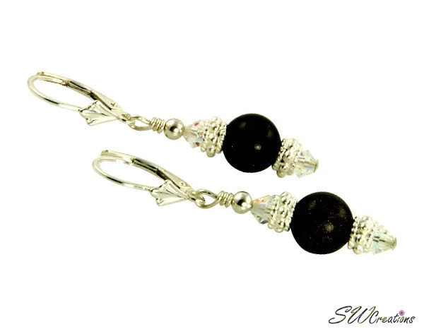 Opal Blue Goldstone Gemstone Earrings