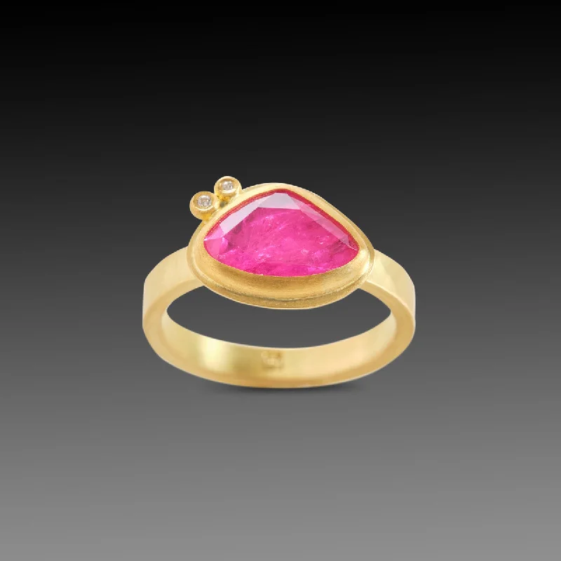 Bold statement gemstone rings for fashion lovers stood out-Organic Ruby Ring with Diamonds