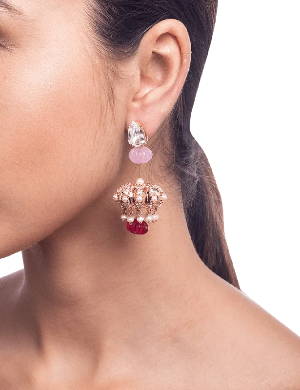 Multi-layered drop earrings with cascading elements for a dramatic and eye-catching look -Paradis sculpte Earrings