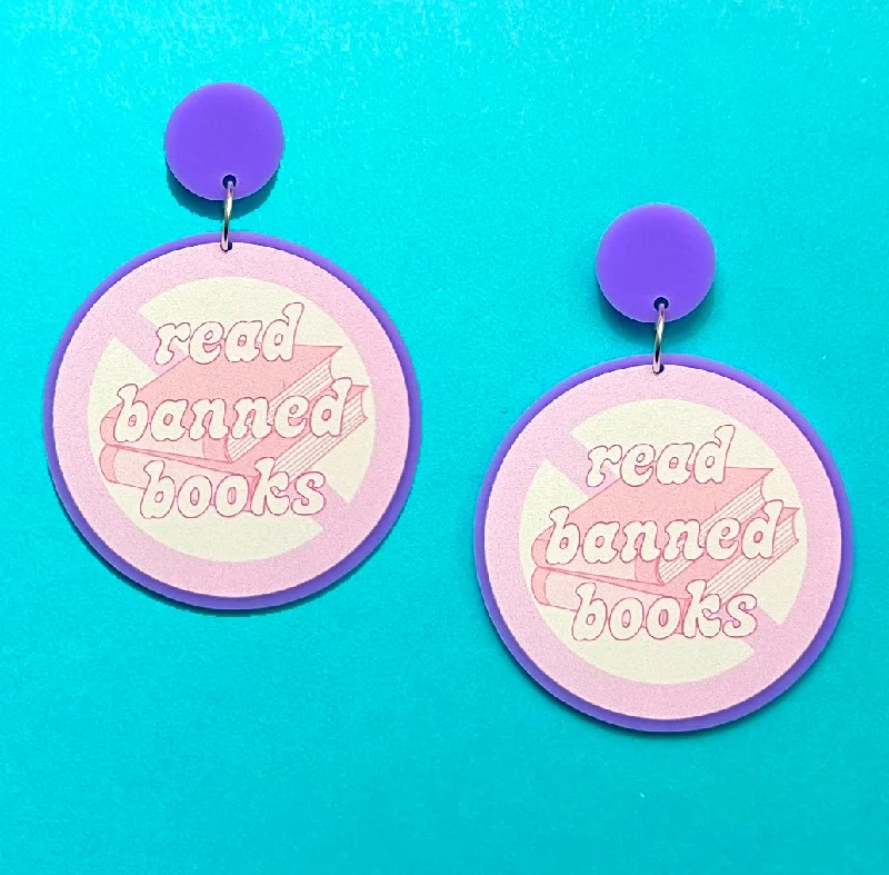 Drop earrings with colorful beads and threads for a bohemian and artistic style -Pastel Read Banned Books