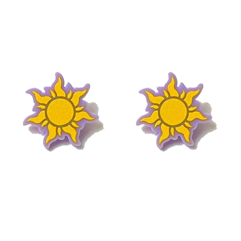 Drop earrings with gold plating and enamel finishes for a vibrant, luxurious look -Pastel Tangled Sun Post Earrings