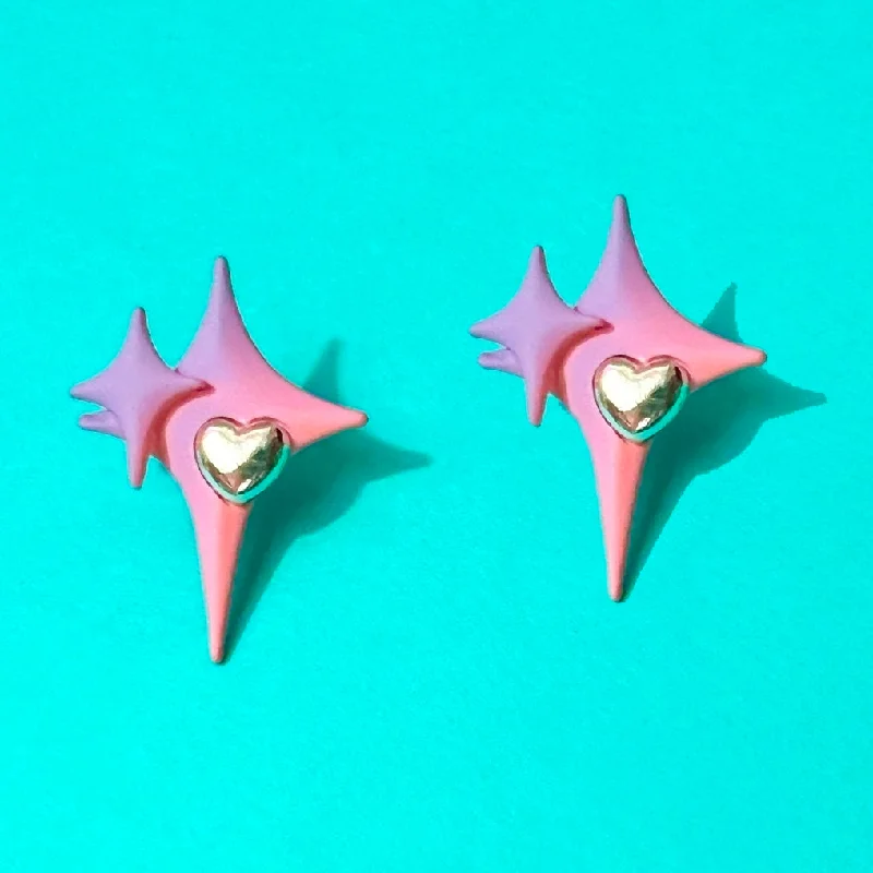 Drop earrings with twisted metal designs for a unique, artistic accessory -Pastel Twinkle Post Earrings