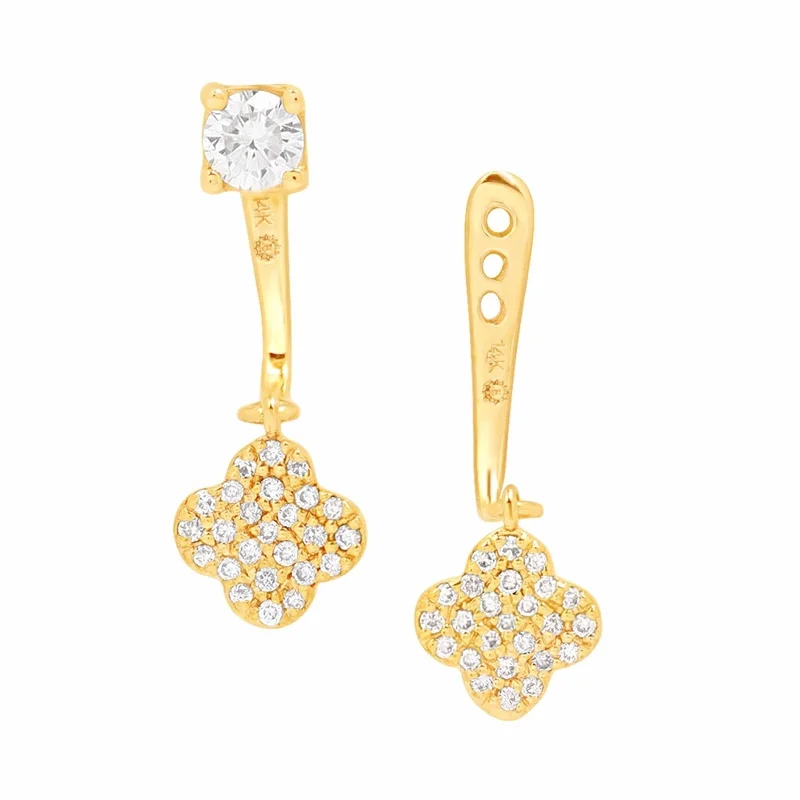 Pavé Diamond Clover Ear Jackets & Studs