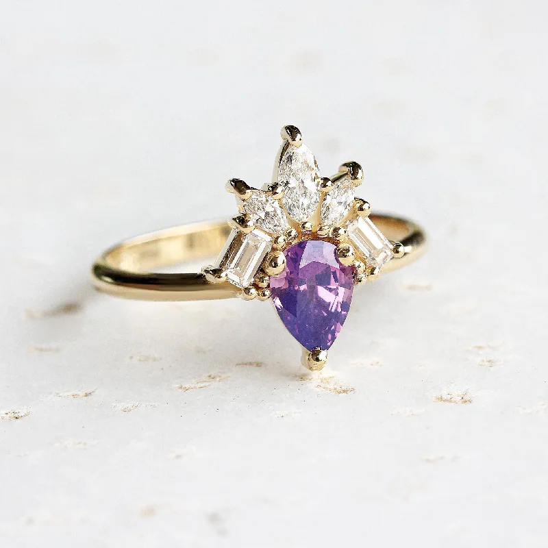 They ordered custom gemstone rings designed for special occasions-Pear Lavender Spinel Unique Engagement Ring - "Gatsby" ♥