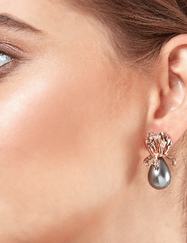 Long drop earrings with cascading layers for a bold and glamorous statement -Pearl Nuit Studs