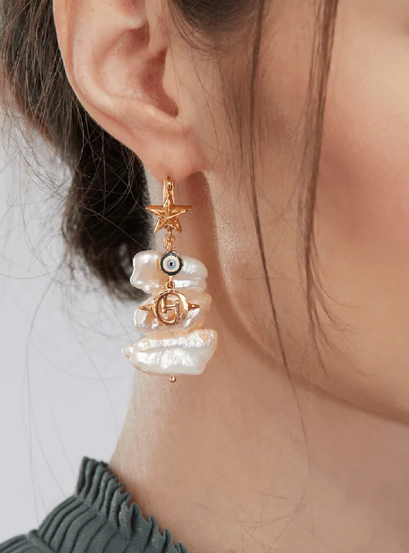 Drop earrings with large stone pendants for dramatic, show-stopping style -Pearls des Celeste Keshi Pearl Drop Earrings