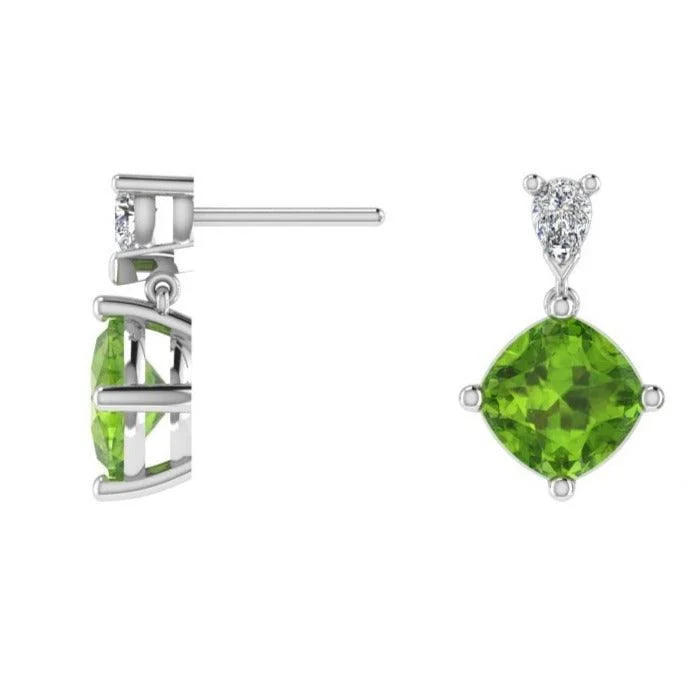 Peridot and Diamond Stud Earrings