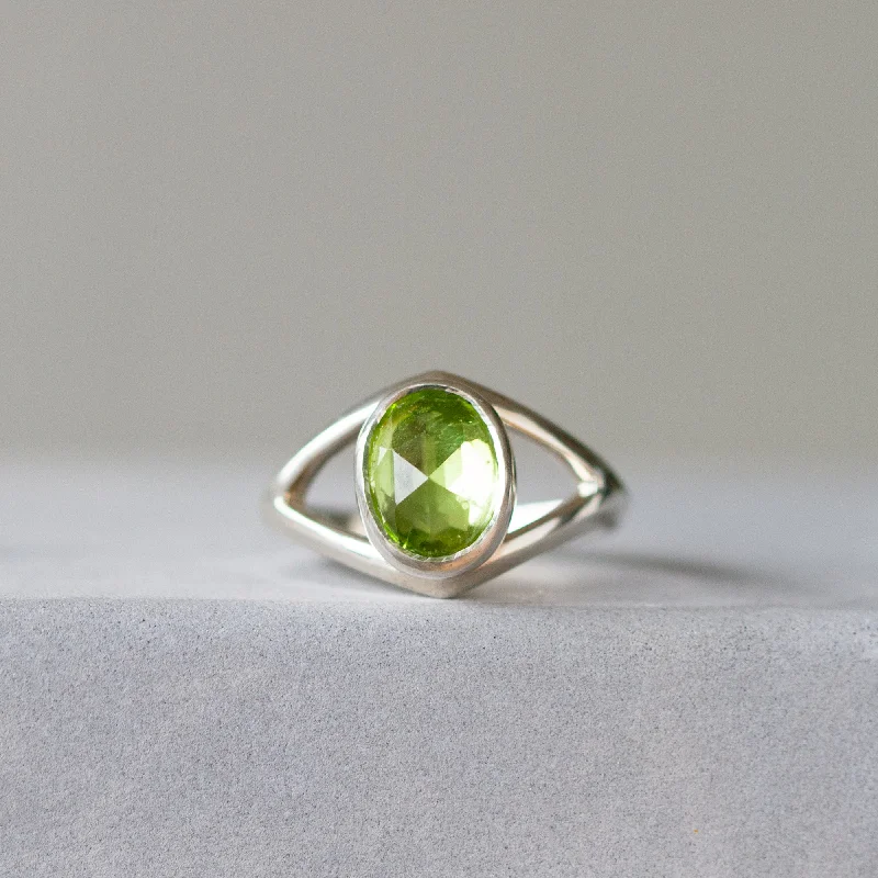 They ordered custom gemstone rings designed for special occasions-Peridot Cleo Ring in Sterling Silver