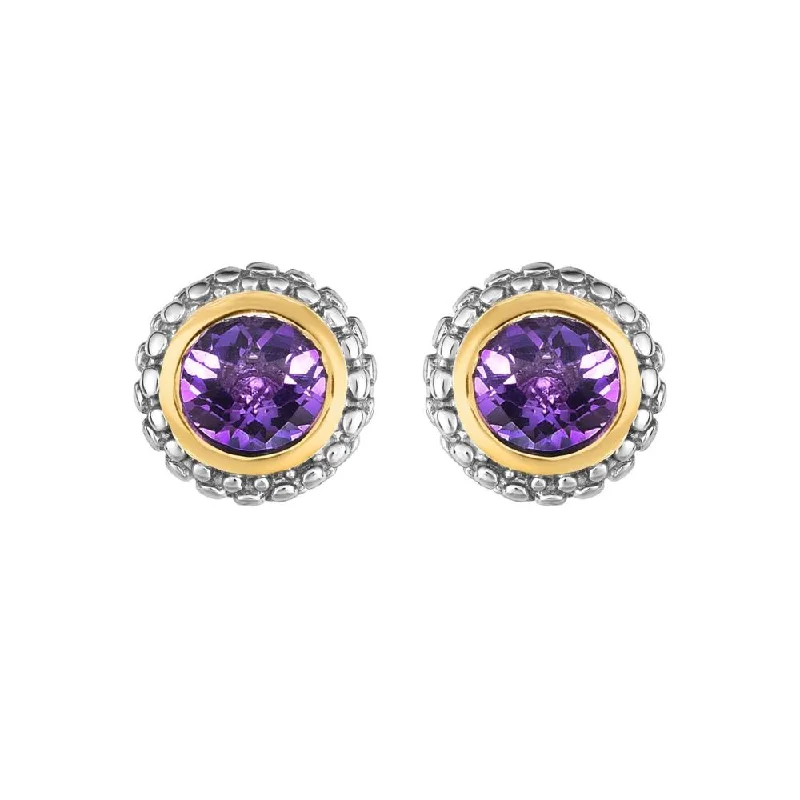 Phillip Gavriel Sterling Silver Amethyst Studs