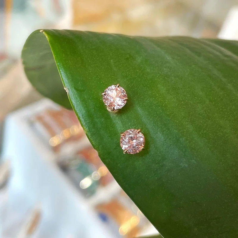 Pink Garnet Stud Earrings