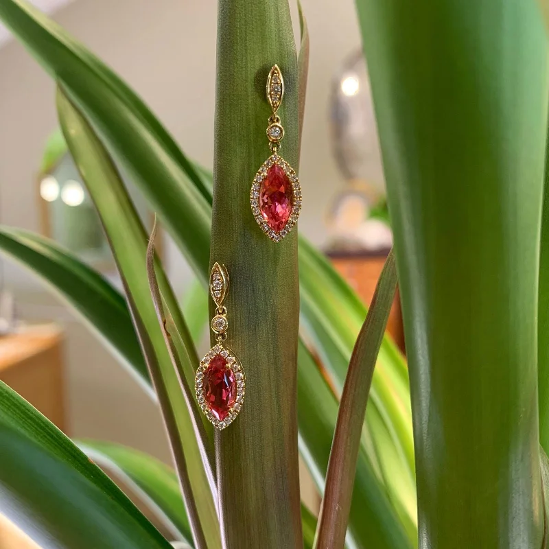 Pink Tourmaline Marquise Dangle Earrings