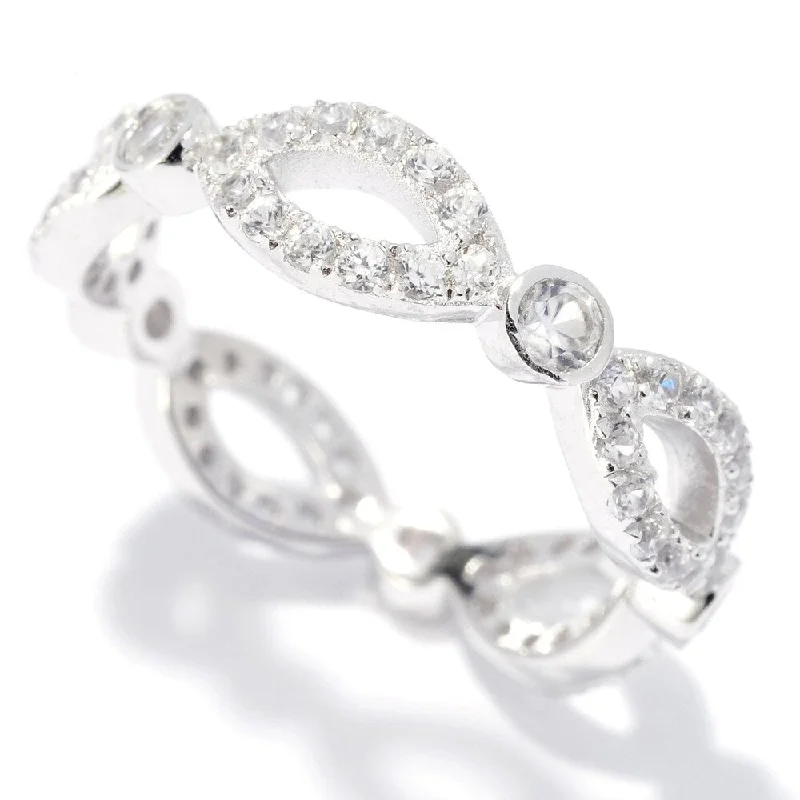 Designer gemstone rings showcased at jewelry expos impressed all-Platinum O/ Silver 1.39Ctw White Natural Zircon Eternity Ring