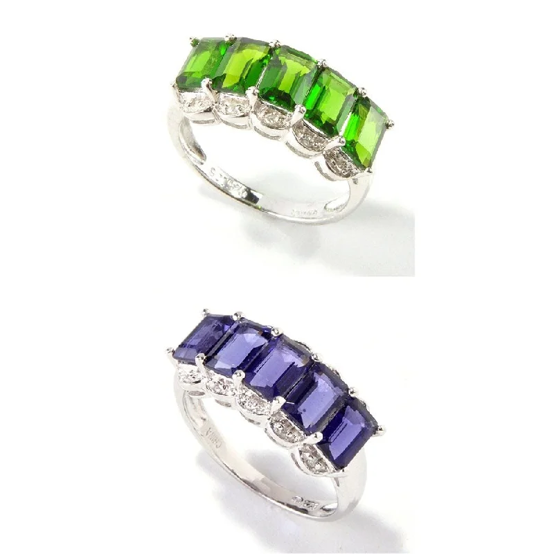 He found affordable gemstone rings for everyday wear online-Platinum over Sterling Silver 3 4/5ct Five Stone Band