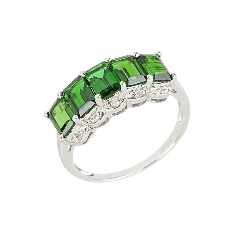 Her elegant gemstone rings featuring sparkling rubies turned heads-Platinum over Sterling Silver Chrome Diopside Ring