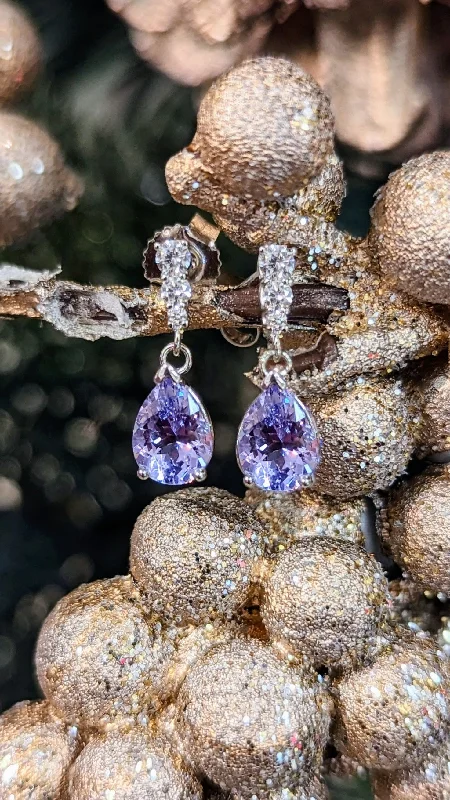 Lavender Spinel Diamond Accented Dangles