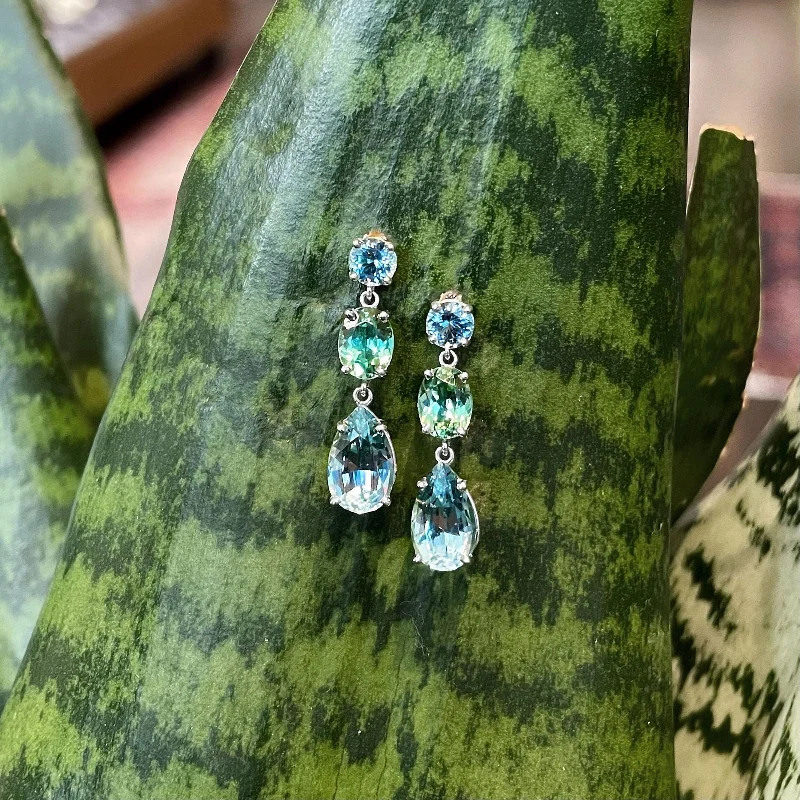 quamarine Tourmaline Dangle Earrings