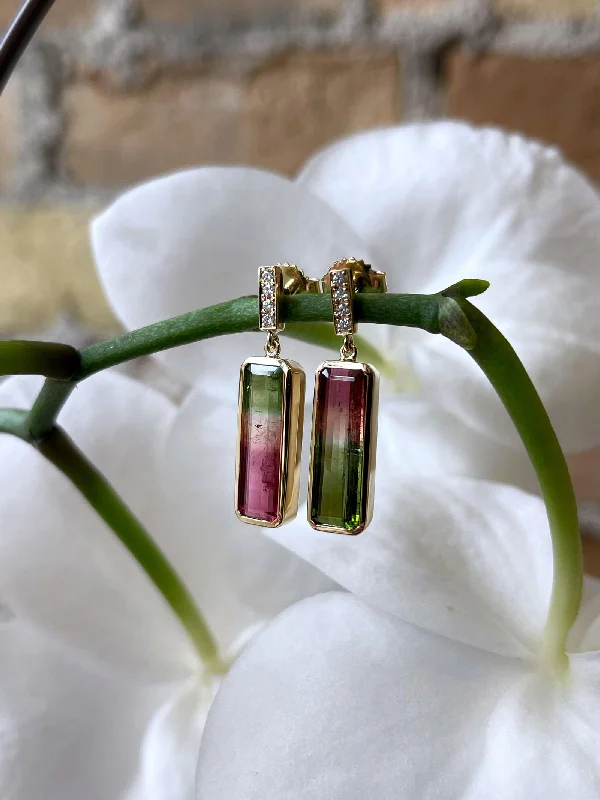 Asymmetrical Watermelon Tourmaline Dangles