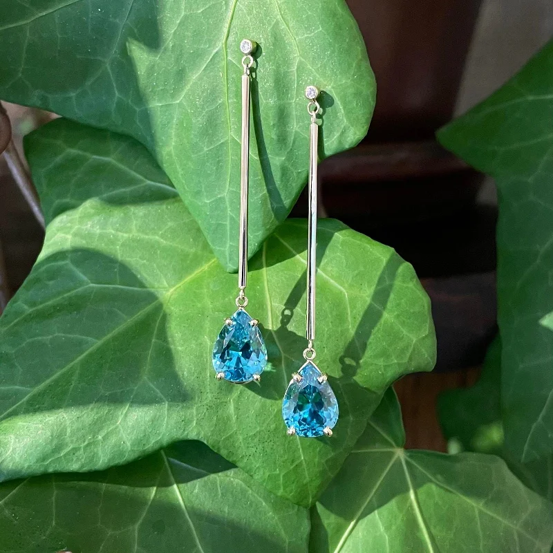 Blue Zircon Diamond Dangles