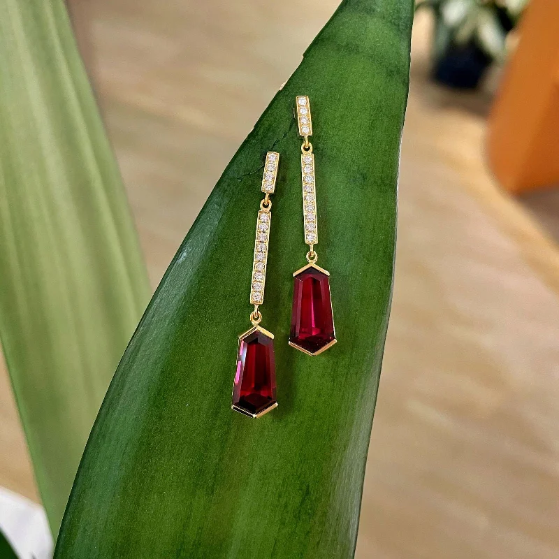 Garnet Diamond Dangles