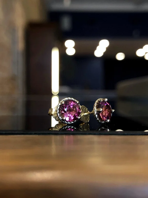 Pink Tourmaline Studs