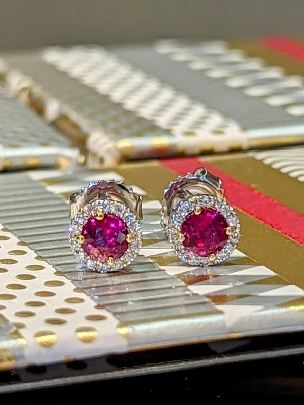 Ruby Halo Studs