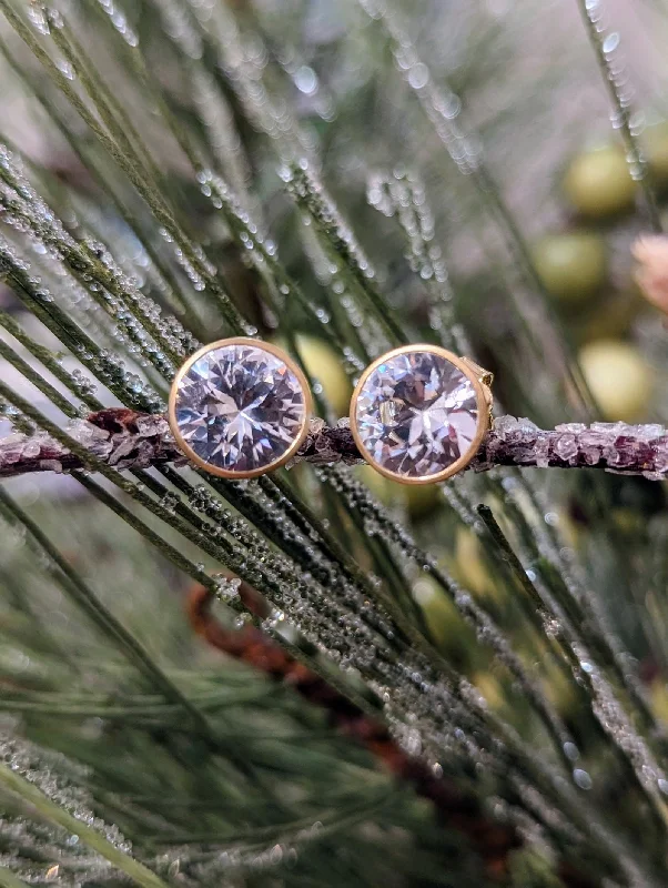 White Zircon Bezel Studs