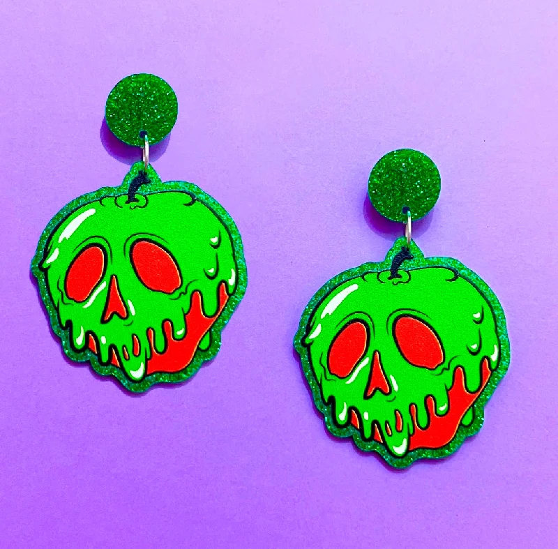 Drop earrings with diamond-like sparkle for added brilliance and sophisticated charm -Poison Apple Sparkle Acrylic Drop Earrings