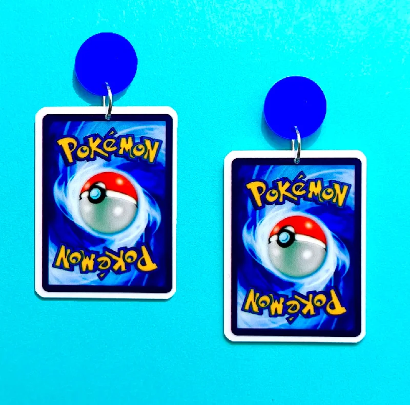 Elegant drop earrings for women with intricate designs and timeless appeal -Pokémon Card Acrylic Drop Earrings