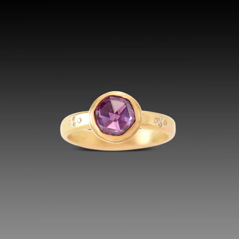 She adored her handcrafted gemstone rings with natural turquoise-Pink Purple Sapphire Ring