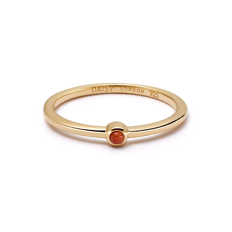 Her elegant gemstone rings featuring sparkling rubies turned heads-Red Coral Healing Stone Ring 18ct Gold Plate