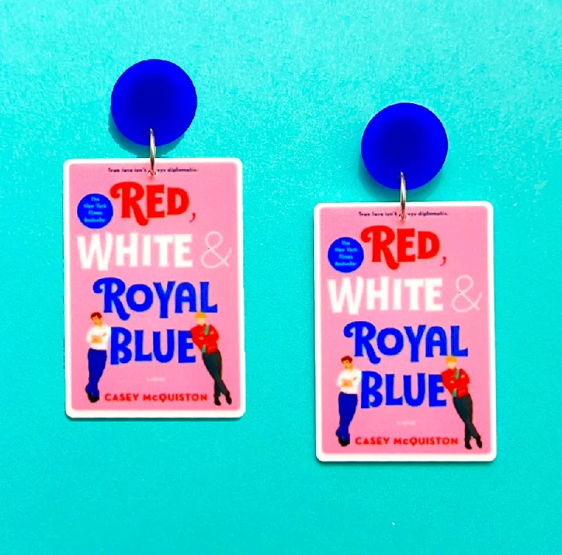 Vintage-inspired drop earrings featuring antique designs for retro lovers and collectors -Red, White & Royal Blue Inspired Acrylic Drop Earrings