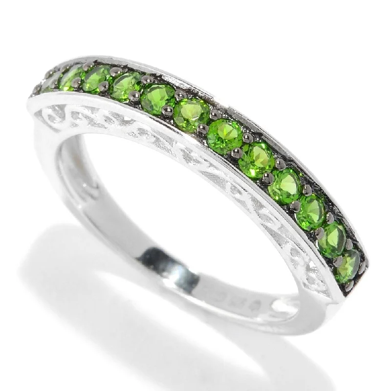 Bespoke gemstone rings tailored to preferences took weeks to make-Rhodium Over Sterling Silver 0.45Ctw Chrome Diopside Ring