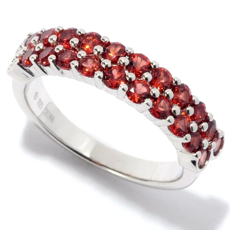 Luxury gemstone rings with diamond halos cost a fortune-Rhodium Over Sterling Silver 1.4Ctw Red Garnet Band